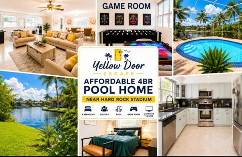 Miramar House | 4bdrm Waterfront salt water Pool home with Outdoor theater Game Rm Make up vanities in every room Perfect for Game days and concerts trips to Miami Hard rock stadium and hotel 15 mins away