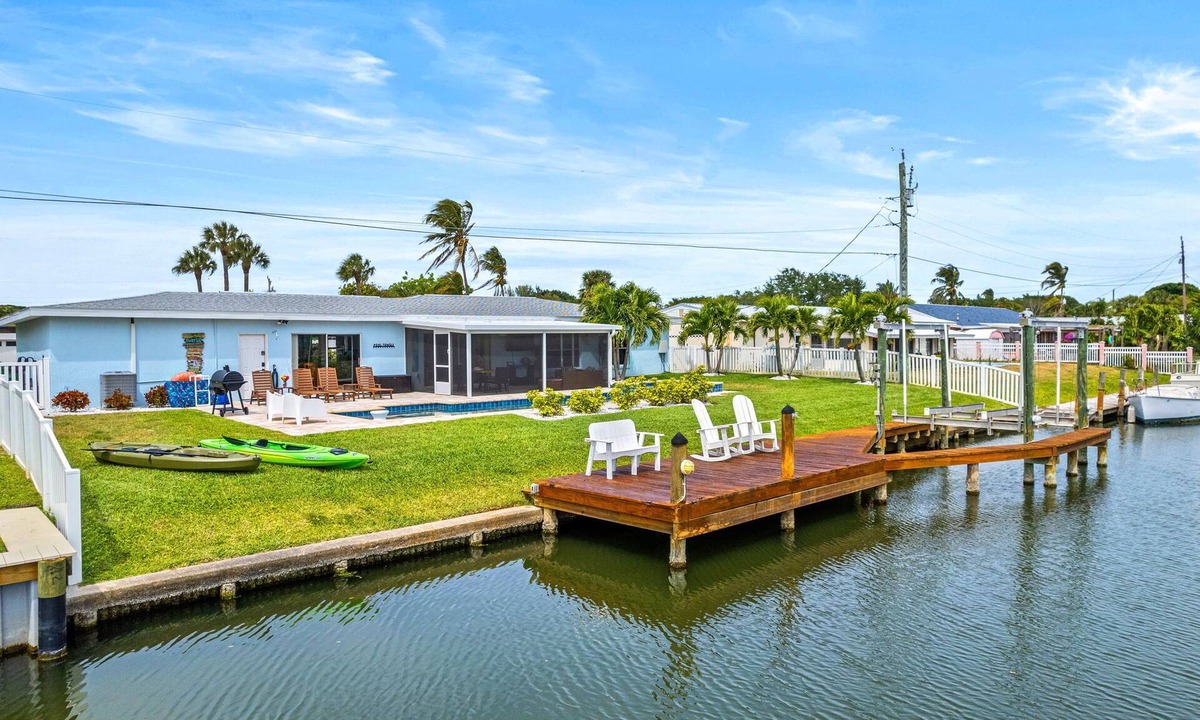 Convair Cove House | Cocoa Beach Waterfront Home with Private Pool and Dock | Rocket Launch Views