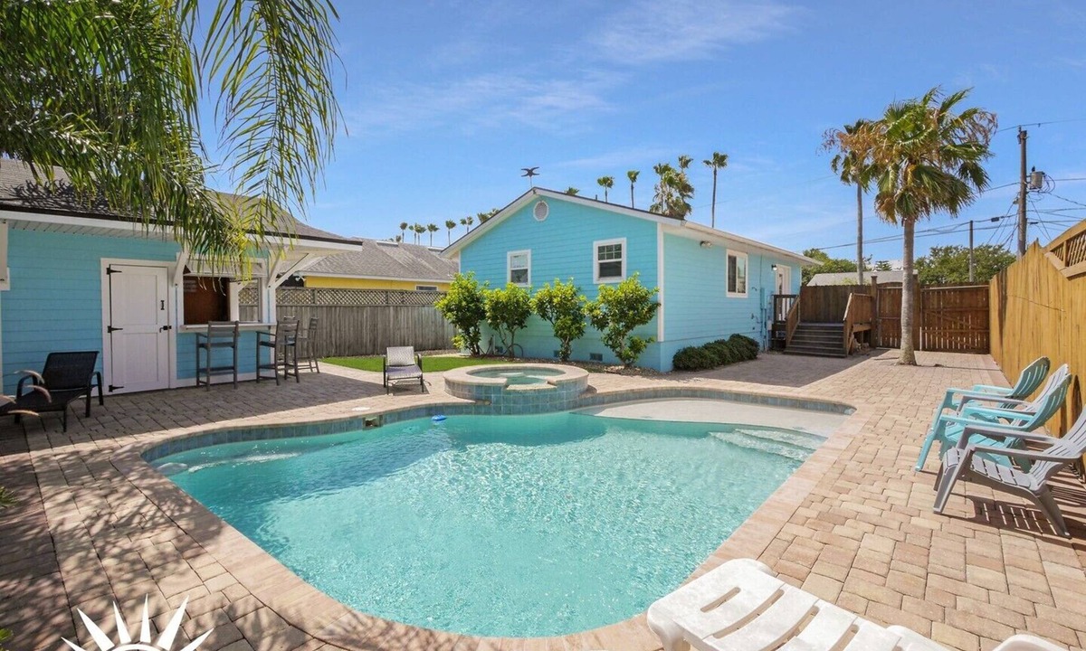 St. Augustine Beach House | Sapphire: Updated 2 bedroom home with private pool, hot tub, cabana, outdoor