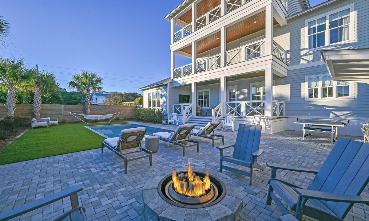 Dune Allen Beach House | Walk to Beach Retreat Pool Golf Cart Bicycles & Water Views