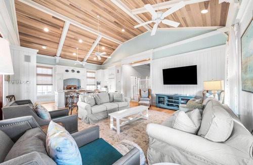 Grayton Beach House | Blue Palmetto: Grayton Beach Retreat With Pool, Elevator, and 6-Passenger Electric Cart