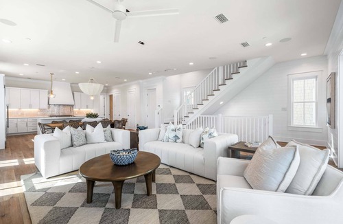 San Juan House | Expansive Designer Home with Gulf Views, One Min to Beach, Pool, LSV, Bikes