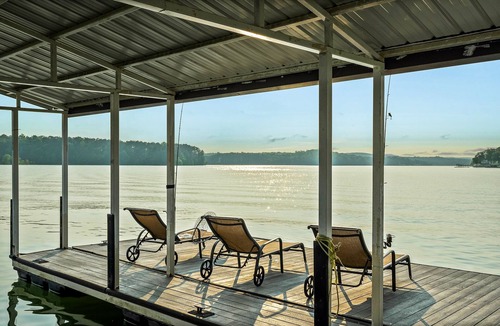 Arley House | Lakefront home with private dock, kayaks/SUP, firepit, decks, & Ping-Pong