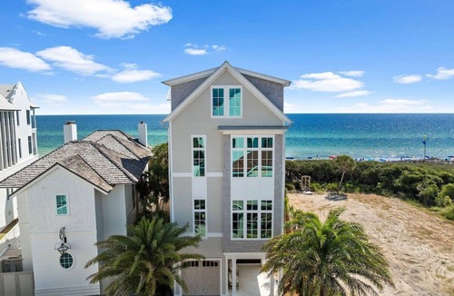Seagrove Beach House | NEW 30A GULF-FRONT STUNNER! Game Room, Pool, LSV/Golf Cart, Bikes! Sleeps 24!