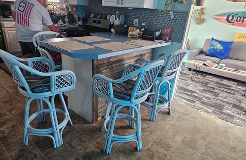 Mystic Island House | *Pet-Friendly Waterfront Tiki Escape with Fire Pit, bars, screened in porch
