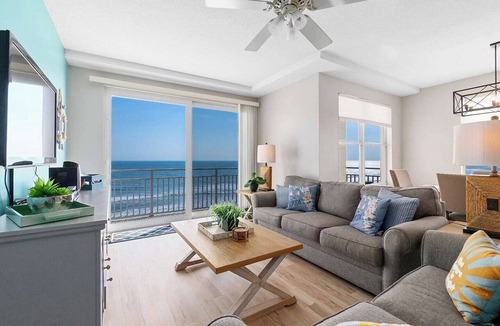 Daytona Beach Condo | This 8th-floor 3BR/3BA beachfront condo in Daytona Beach Shores offers stunning ocean views. Steps from the Atlantic Ocean, enjoy the beach, pool, or jacuzzi, then watch sunsets over the Intracoastal and downtown from your private balcony.