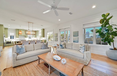 Dune Allen Beach House | Walk to Beach Retreat Pool Golf Cart Bicycles & Water Views