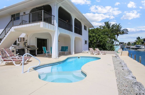 Summerland Key House | Waterfront, two-story house w/private outdoor pool, poolside grill, boat access