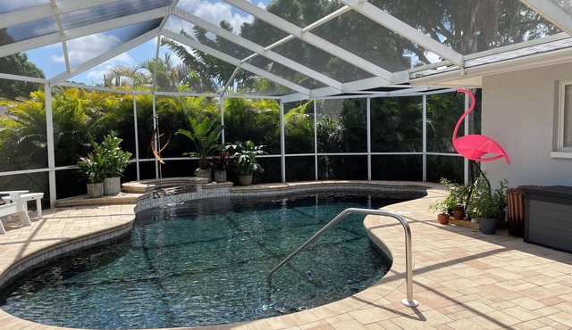 Beautiful 4-bedroom house in Clearwater with lagoon like heated pool & hot tub.