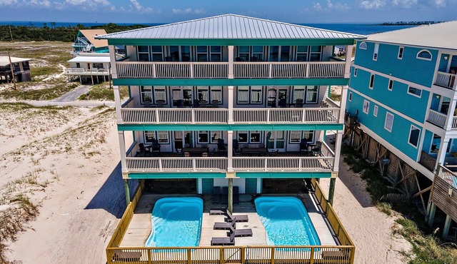BreezyShores Huge 14 bedroom Brand New Gulf Front Retreat with 2 heated pools by Prickett Properties