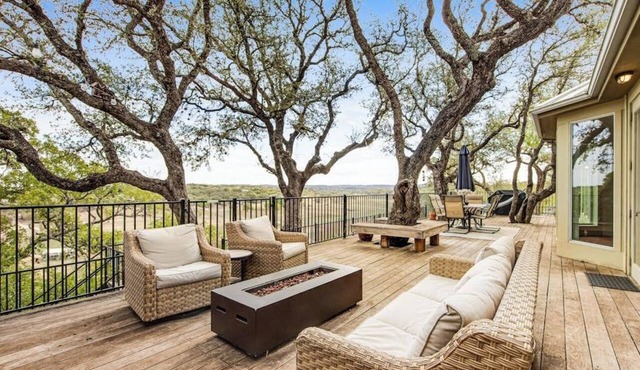 Cliffside Oasis | Deck + Dock | Shuffleboard in Spicewood
