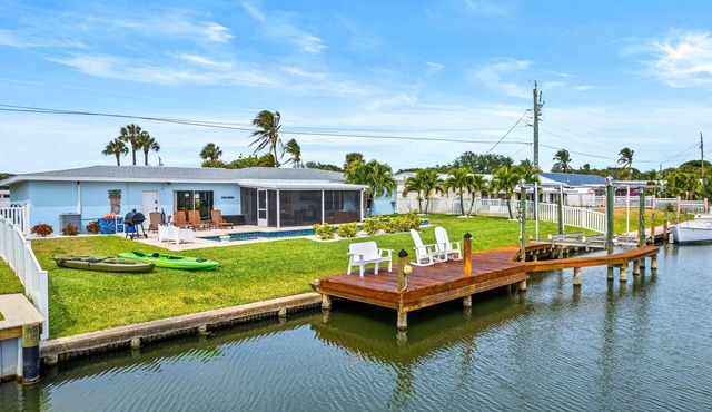 Cocoa Beach Waterfront Home with Private Pool and Dock | Rocket Launch Views
