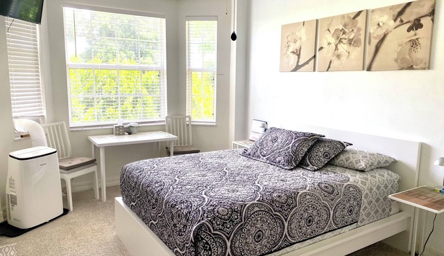 Great location! Close to everything! Room with private entrance and own patio….