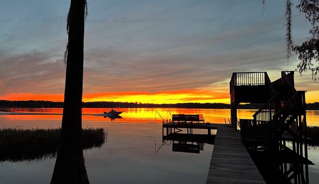 Lakefront Cabin on Cherry Lake with Basement Gameroom and Dock!