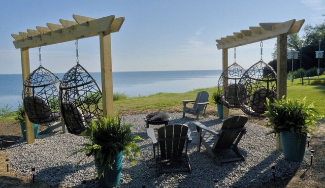 Luxury Lakefront Retreat: Panoramic Views, Game Room, Fire Pit Swings & More in Ashtabula