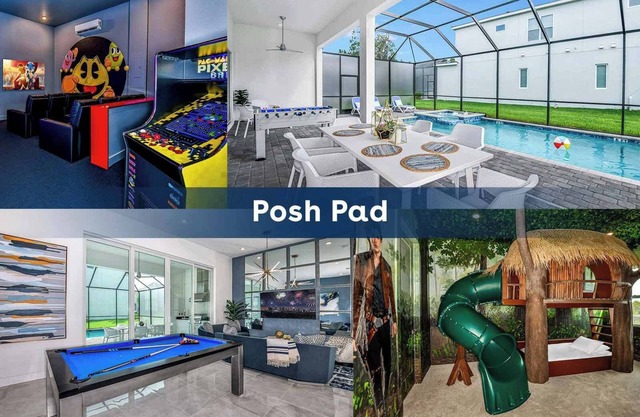 Posh Home w Sci-Fi Theme BR, Arcade, Theater, Game Loft, Spa Pool - Near Disney
