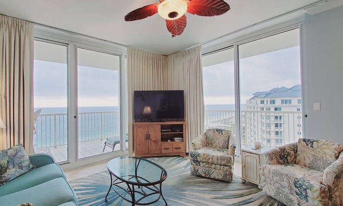 Fort Morgan Condo | Bristol 1510 Corner Condo-King/King/Queen/Sofa Sleeper Sweeping Gulf Views-WIFI