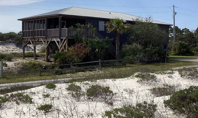 Fort Morgan House | Gulf View With Short Walk to Uncrowded Beach On Private Road With Screened Porch