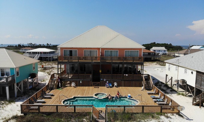 Fort Morgan House | Reserve now. Beautiful pool and ocean. Easy social distancing. Huge pool deck.