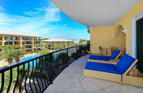Santa Rosa Beach Condo | Adagio D-301 Poolside, Corner unit - front left bedroom has window ocean view