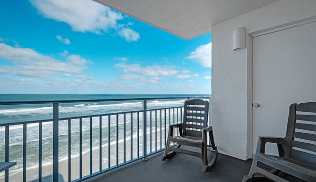 Direct oceanfront 2/2 with private balcony, heated beachfront pool, and beach access